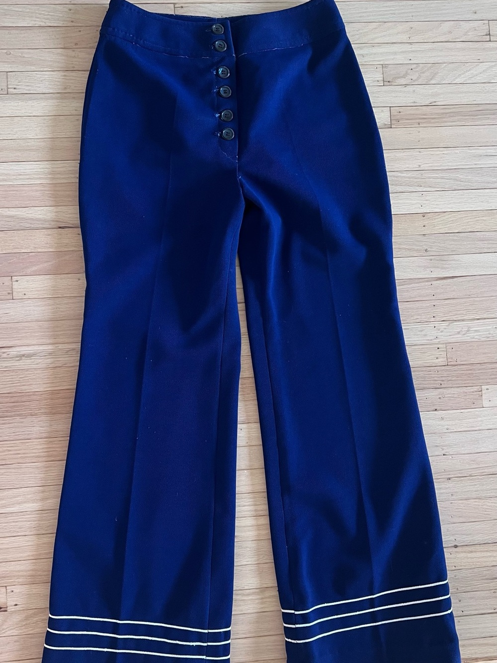 Women's Navy Sailor-Style Wide Leg Capris